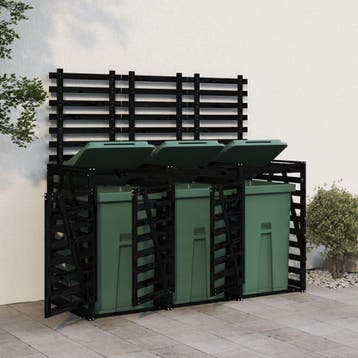 vidaXL Containerberging drievoudig massief grenenhout zwart, Doe-het-zelf en Bouw, Verzenden