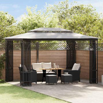 vidaXL Prieel met netten 300x400x265 cm antracietkleurig, Verzenden, Nieuw