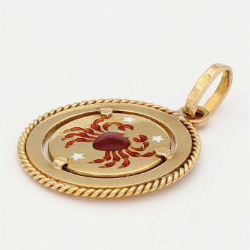 Pendentif - 18 carats Or jaune, Krab. Emaille.