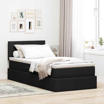 vidaXL Opslag bed met matras Zwart 90 x 200 cm fluweel, Verzenden, Nieuw