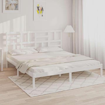 vidaXL Bedframe massief hout wit 180x200 cm, Huis en Inrichting, Verzenden, Nieuw