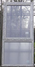pvc raam ,chassis , venster 100 x 214 wit / kwartsgrijs, Bricolage & Construction, Châssis & Portes coulissantes, Ophalen of Verzenden