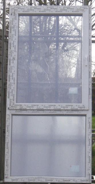 pvc raam ,chassis , venster 100 x 214 wit / kwartsgrijs, Doe-het-zelf en Bouw, Raamkozijnen en Schuifdeuren, Inclusief glas, Nieuw