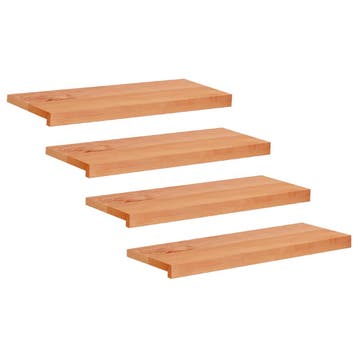 vidaXL Trapmatten 4 st Lak 80 x 25 x 2 cm Massief beukenhout, Bricolage & Construction, Échelles & Escaliers, Verzenden