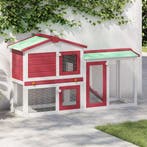 vidaXL Konijnenhok voor buiten groot 145x45x84 cm hout rood, Verzenden