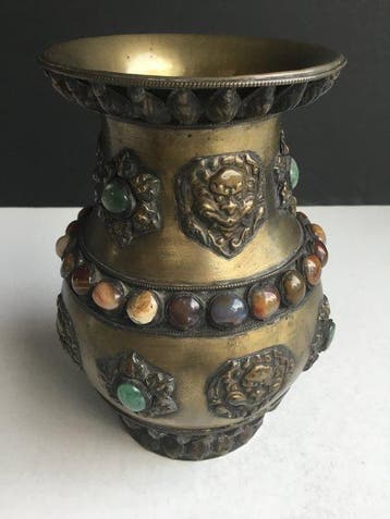 Vaas - Brons - China - Tibetaanse bronzen vaas (Zonder, Antiek en Kunst