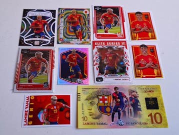 Panini - 9 Tarjetas y Cromos Lamine Yamal + Billete Oficial