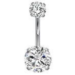 Fako Bijoux - Navelpiercing - Zirkonia Duo - Kristal -, Handtassen en Accessoires, Piercings, Verzenden, Nieuw