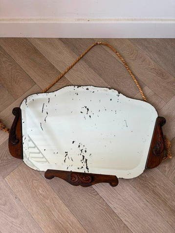 Miroir - Bois, Verre - Miroir chic, Antiquités & Art