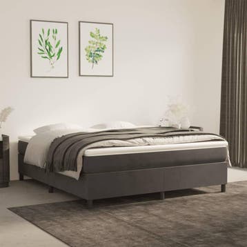 vidaXL Boxspring met matras fluweel donkergrijs 180x200 cm, Verzenden