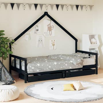 vidaXL Kinderbedframe met lades 90x200 cm massief grenenhout, Verzenden