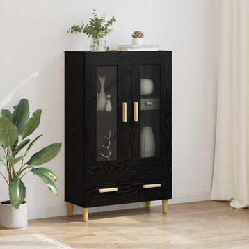 vidaXL Highboard Zwart Eiken 70 x 31 x 115 cm Bewerkt hout, Verzenden, Nieuw