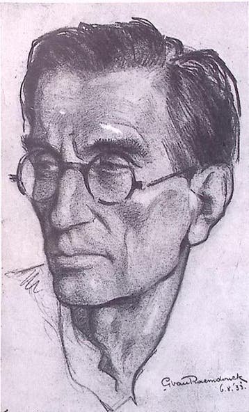 Panaït Istrati op spotprent (lijst optie, Lithos), Antiek en Kunst, Verzenden