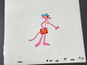 Friz Freleng - Originele animatiecel en tekening van De Roze