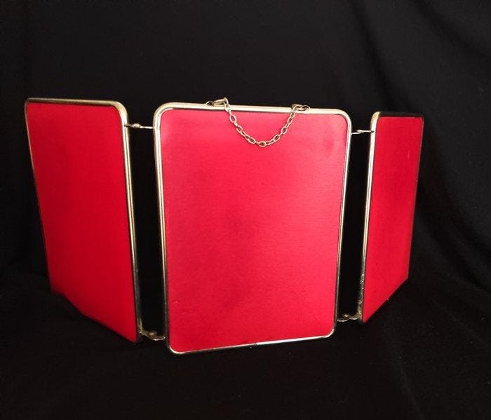 Miroir - Métal, Verre - Miroir de barbier triptyque avec, Antiquités & Art, Art | Objets design