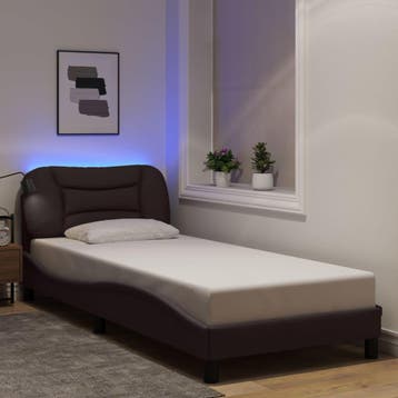 vidaXL Bedframe met LED zonder matras Hvar 80x200 cm stof, Verzenden, Nieuw