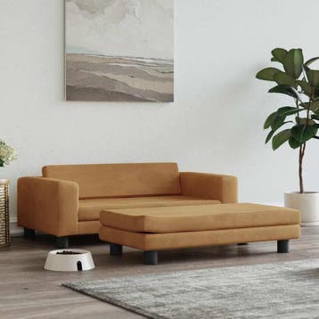 vidaXL Hondenmand met verlengstuk 100x50x30 cm fluweel bruin, Verzenden, Nieuw