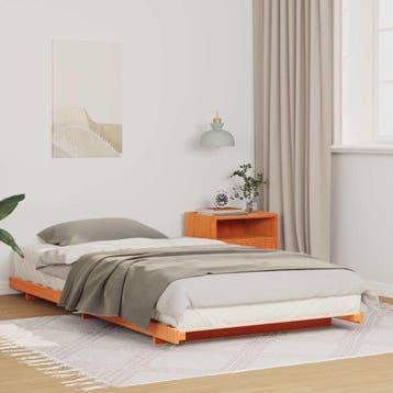 vidaXL Bedframe Wasbruin 90 x 220 cm Massief grenenhout, Huis en Inrichting, Slaapkamer | Bedden, Verzenden, Nieuw