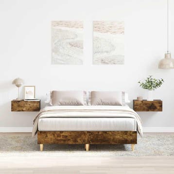 vidaXL Bedframe zonder matras 120x200 cm spaanplaat gerookt, Verzenden