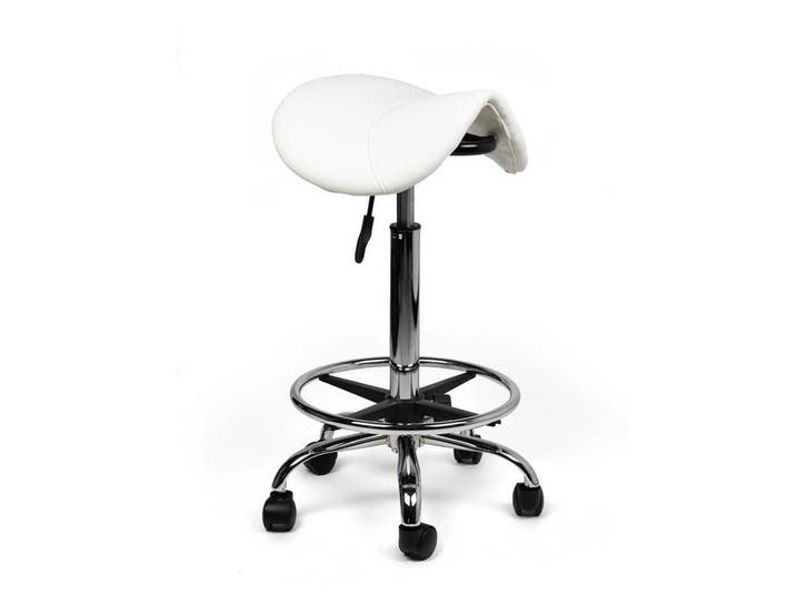 Zadelkruk Wit - Hoge uitvoering met Voetsteun, Huis en Inrichting, Krukjes, Nieuw, In hoogte verstelbaar