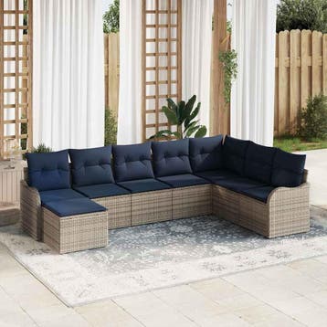 vidaXL Tuinbank Set Grijs poly rattan, Tuin en Terras, Verzenden, Nieuw