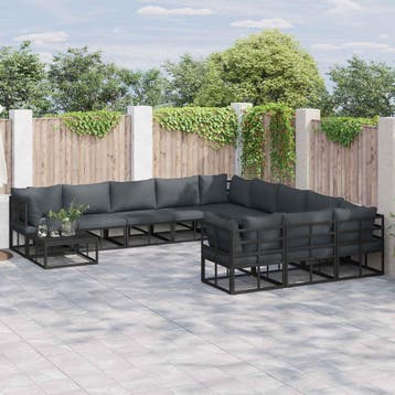 vidaXL Tuinbank Set 12 st Zwart Aluminium, Verzenden