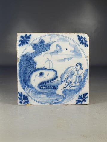 Tegel - Jonas en het Zeemonster - 17e eeuw (circa 1650–1680)