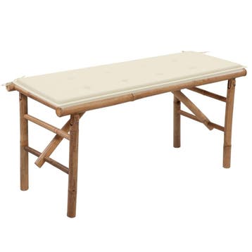 vidaXL Tuinbank inklapbaar met kussen 118 cm bamboe, Verzenden, Nieuw