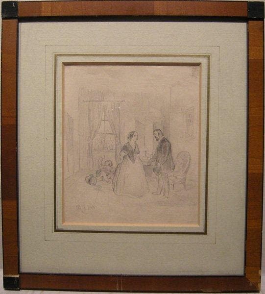 Johann Matthias Ranftl (1805 - 1854) - Family scene, Antiquités & Art, Art | Peinture | Classique
