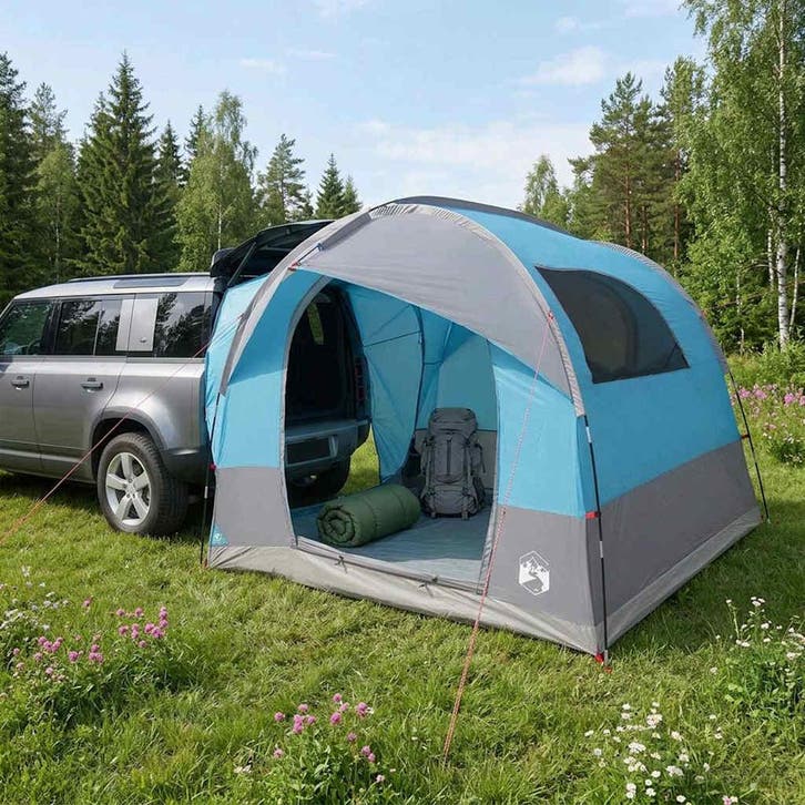 vidaXL Tailgate Tent met Regenhoes Waterafstotend Blauw, Caravanes & Camping, Tentes, Envoi