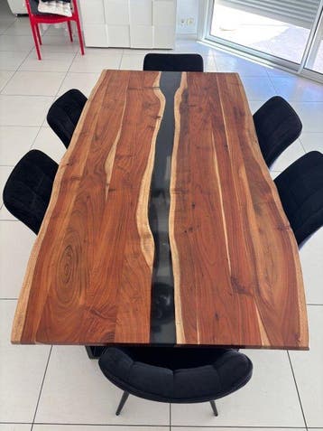Eettafel - Hout, Hars, Staal