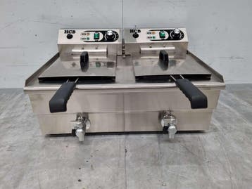 Friteuse double en acier inoxydable 2 x 14 litres 400V, Verzenden