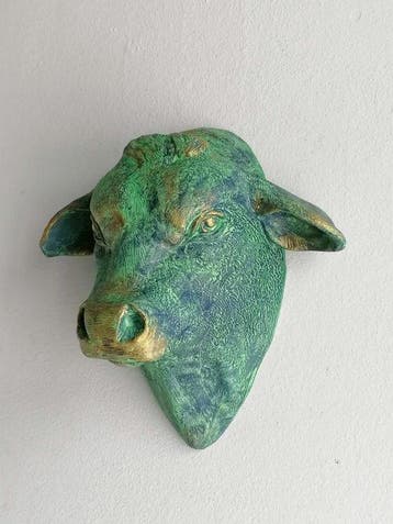 Vanessa Bonino - Sculpture, Bull - bronze effect - 21 cm -