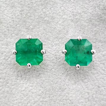 Oorbellen - 14 karaat Witgoud - 3.62ct. tw. Beril -