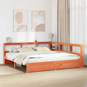 vidaXL Boekenkast Bed 2 st Wasbruin 200 x 200 cm Massief, Verzenden