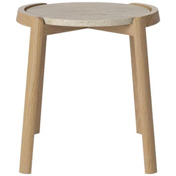Bolia Mix Bijzettafel Ø46 Travertine - Ongebruikt, Huis en Inrichting, 45 tot 60 cm, Scandinavisch/Modern/Japandi, Verzenden, Zo goed als nieuw