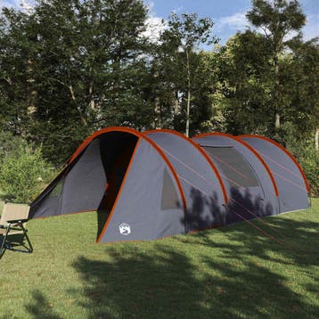 vidaXL Tunnel Tent 5-Persoon 5-persoons Grijs en Oranje, Caravans en Kamperen, Verzenden, Nieuw