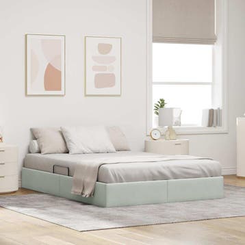 vidaXL Ottoman Bedframe met opslag Lichtgrijs 140 x 200 cm, Verzenden