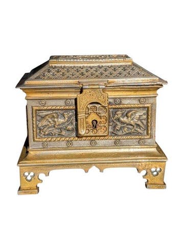 Boîte à bijoux - Bronze argenté, Antiquités & Art
