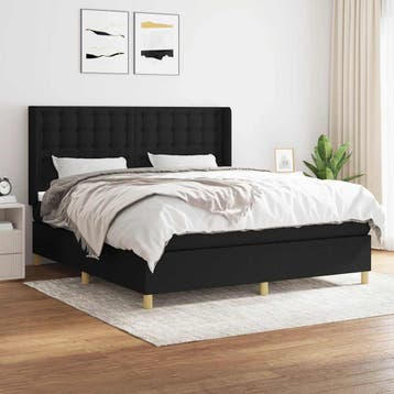 vidaXL Boxspring met matras stof zwart 180x200 cm, Verzenden