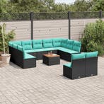 vidaXL 12-delige Loungeset met kussens poly rattan zwart, Verzenden, Nieuw, Loungeset
