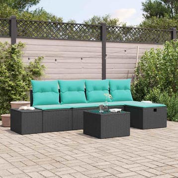 vidaXL Bankstel 5 st poly rattan, Verzenden, Nieuw