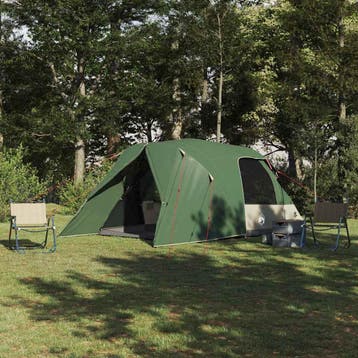 vidaXL Dome Tent 4-Person met dak met opslag Groen 455 x 252, Caravans en Kamperen, Verzenden, Nieuw