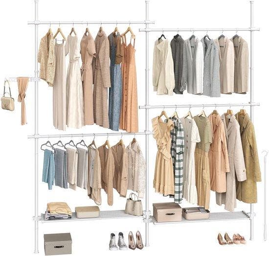 2dekans | SONGMICS Kledingrek aan het plafond, 3-traps, Maison & Meubles, Armoires | Penderies & Garde-robes, Enlèvement ou Envoi
