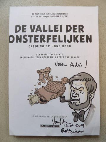 Blake en Mortimer - fraaie fantekening van Mortimer - De
