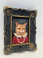 Lijst - Hout, Keramiek - Marco ornamentale kat, Antiek en Kunst