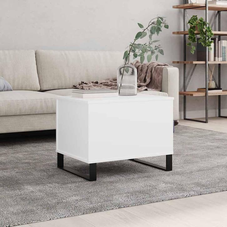 vidaXL Salontafel 60x44,5x45 cm bewerkt hout wit, Maison & Meubles, Tables | Tables de salon, Envoi