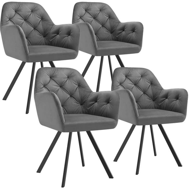 tectake Fluwelen draaistoel Lucia, gestoffeerd - antraciet,, Huis en Inrichting, Stoelen, Verzenden