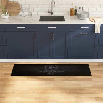 vidaXL Keuken Tapijt Bestek Zwart 150 x 45 cm Fluweel, Tuin en Terras, Verzenden, Nieuw