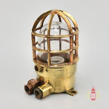 Wandlamp - Messing, Glas - Industrieel kooi-lamp